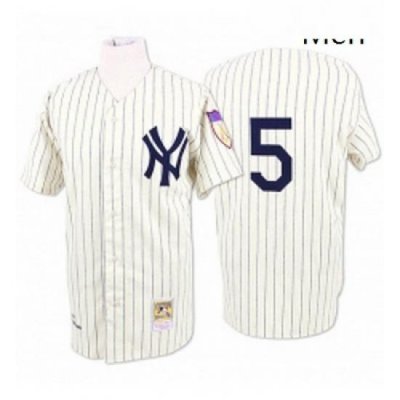 Mens Mitchell and Ness New York Yankees 5 Joe DiMaggio Authentic White Throwback MLB Jersey