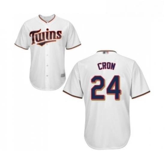 Youth Minnesota Twins 24 C J Cron Replica White Home Cool Base Baseball Jersey