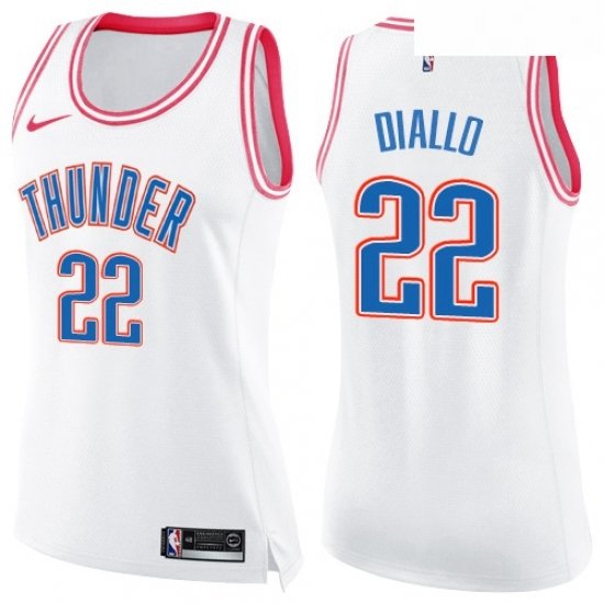 Womens Nike Oklahoma City Thunder 22 Hamidou Diallo Swingman White Pink Fashion NBA Jersey