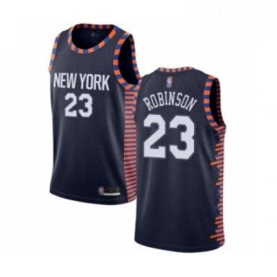 Mens New York Knicks 23 Mitchell Robinson Authentic Navy Blue Basketball Jersey 2018 19 City Edition