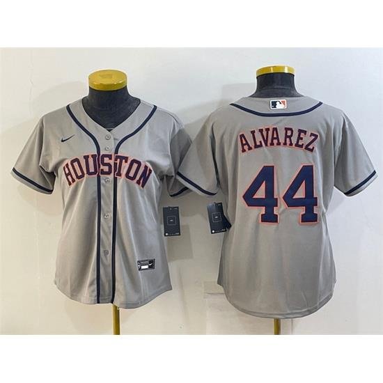 Women Houston Astros 44 Yordan Alvarez Gray Cool Base Stitched Baseball Jersey