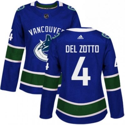 Womens Adidas Vancouver Canucks 4 Michael Del Zotto Authentic Blue Home NHL Jersey