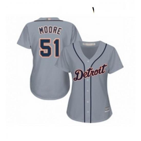 Womens Detroit Tigers 51 Matt Moore Replica Grey Road Cool Base Baseball Jersey