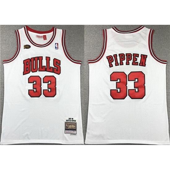 Men Chicago Bulls 33 Scottie Pippen White 1997 98 Stitched Basketball Jersey