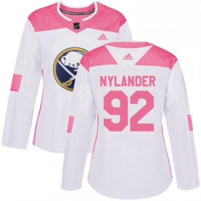 Womens Adidas Buffalo Sabres 92 Alexander Nylander Authentic WhitePink Fashion NHL Jersey