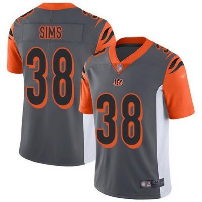 Nike Bengals 38 LeShaun Sims Silver Men Stitched NFL Limited Inverted Legend Jersey