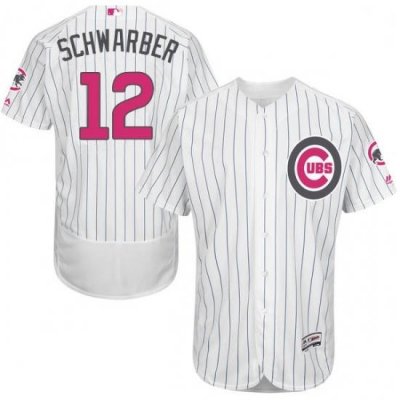 Mens Majestic Chicago Cubs 12 Kyle Schwarber Authentic White 2016 Mothers Day Fashion Flex Base MLB Jersey