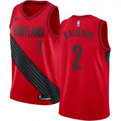 Mens Nike Portland Trail Blazers 2 Wade Baldwin Authentic Red NBA Jersey Statement Edition