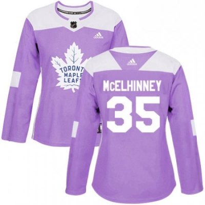 Womens Adidas Toronto Maple Leafs 35 Curtis McElhinney Authentic Purple Fights Cancer Practice NHL Jersey