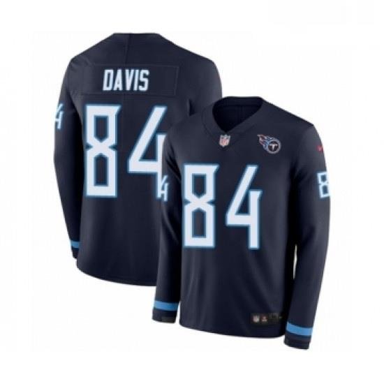 Mens Nike Tennessee Titans 84 Corey Davis Limited Navy Blue Therma Long Sleeve NFL Jersey