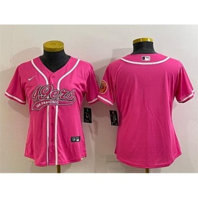 Women San Francisco 49ers Blank Pink With Patch Cool Base Stitched Baseball Jersey