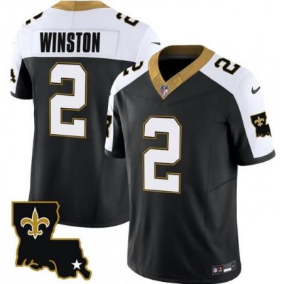 Men New Orleans Saints 2 Jameis Winston Black White 2023 F U S E  1987 Legacy Vapor Stitched Jersey