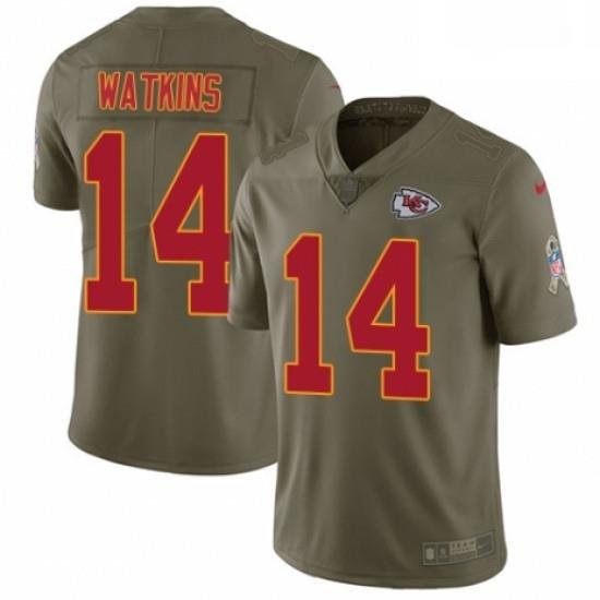 Youth Nike Kansas City Chiefs 14 Sammy Watkins Limited Olive 2017 Salute to Service NFL Jersey