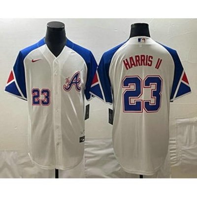 Mens Atlanta Braves #23 Michael Harris II Number White 2023 City Connect Cool Base Stitched Jersey