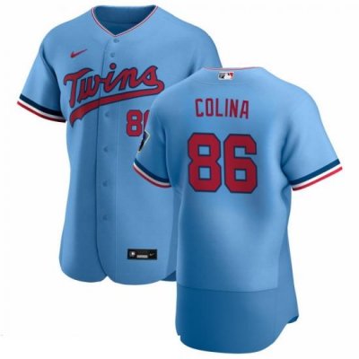 Men Minnesota TWins 86 EdWar Colina Men Nike Light Blue Alternate 2020 Flex Base Team MLB Jersey