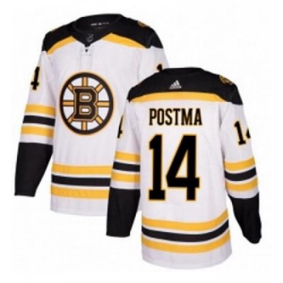 Womens Adidas Boston Bruins 14 Paul Postma Authentic White Away NHL Jersey