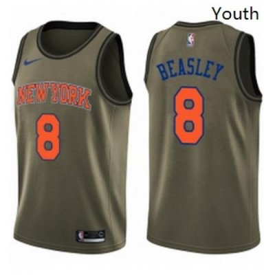 Youth Nike New York Knicks 8 Michael Beasley Swingman Green Salute to Service NBA Jersey