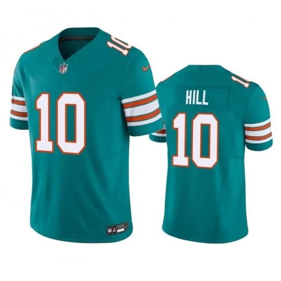 Men Miami Dolphins 10 Tyreek Hill Aqua 2023 F U S E Vapor Limited Stitched Football Jersey