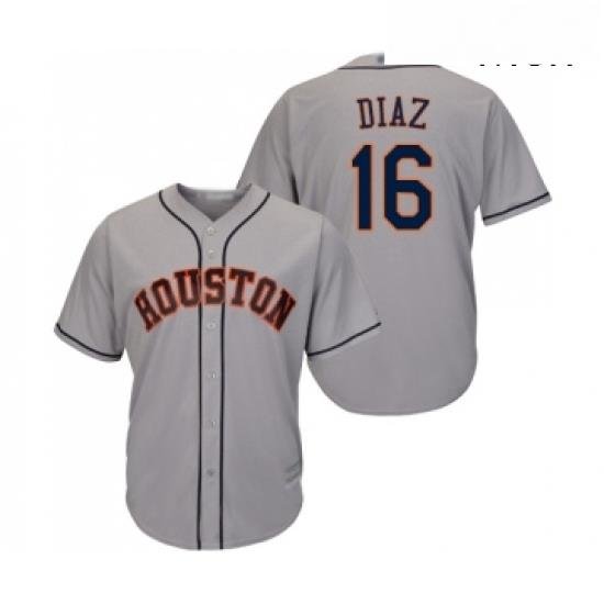 Mens Houston Astros 16 Aledmys Diaz Replica Grey Road Cool Base Baseball Jersey