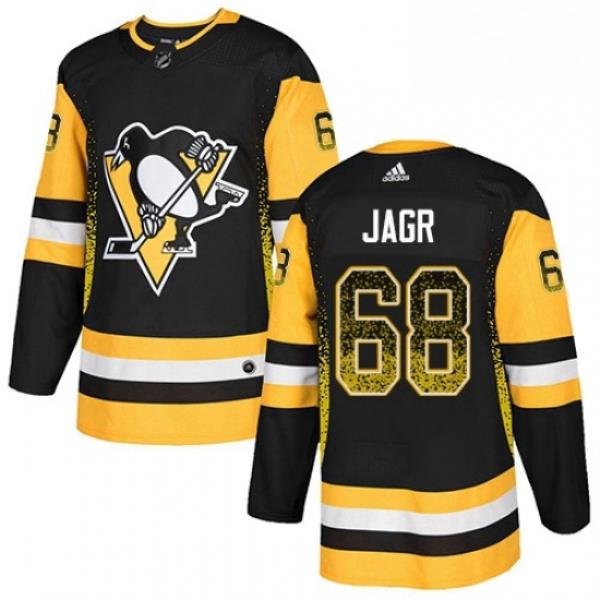 Mens Adidas Pittsburgh Penguins 68 Jaromir Jagr Authentic Black Drift Fashion NHL Jersey