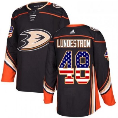 Youth Adidas Anaheim Ducks 48 Isac Lundestrom Authentic Black USA Flag Fashion NHL Jersey