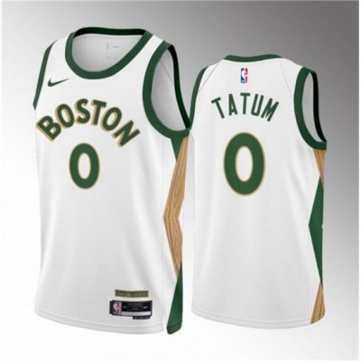 Men Boston Celtics 0 Jayson Tatum White 2023 24 City Edition Stitched Basketball Jersey