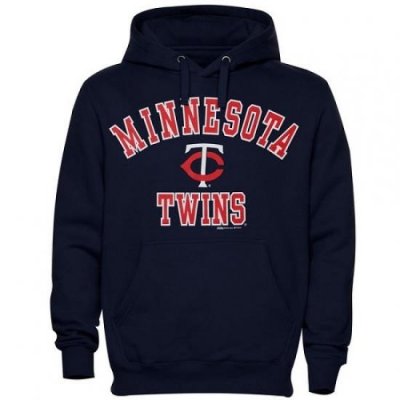 Men MLB Minnesota Twins Stitches Fastball Fleece Pullover Hoodie Navy Blue