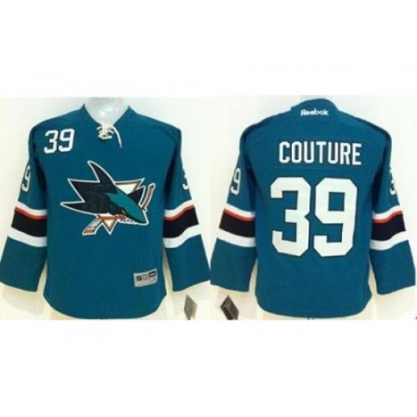 Youth San Jose Sharks #39 Logan Couture Green Stitched NHL Jersey