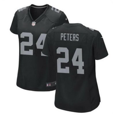 Women Las Vegas Raiders 24 Marcus Peters Black Stitched Jersey  Run Small