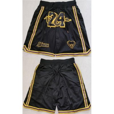 Men Los Angeles Lakers 24 Kobe Bryant Black Shorts