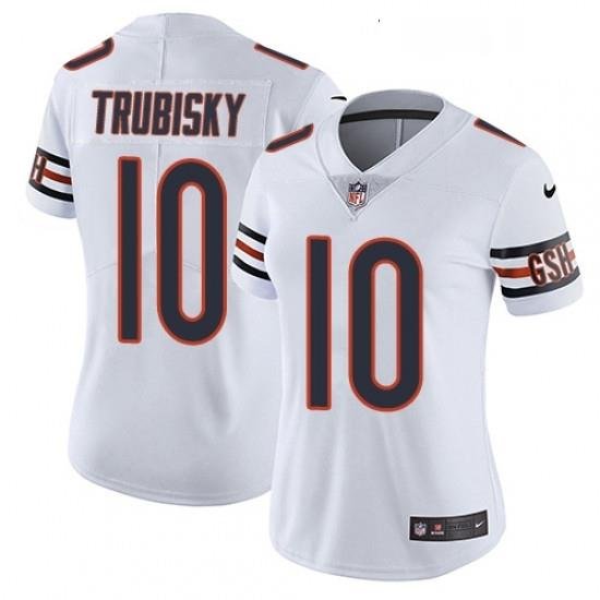 Womens Nike Chicago Bears 10 Mitchell Trubisky White Vapor Untouchable Limited Player NFL Jersey