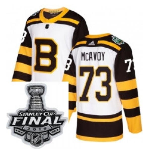 Mens Adidas Boston Bruins 73 Charlie McAvoy Authentic White 2019 Winter Classic NHL Jersey