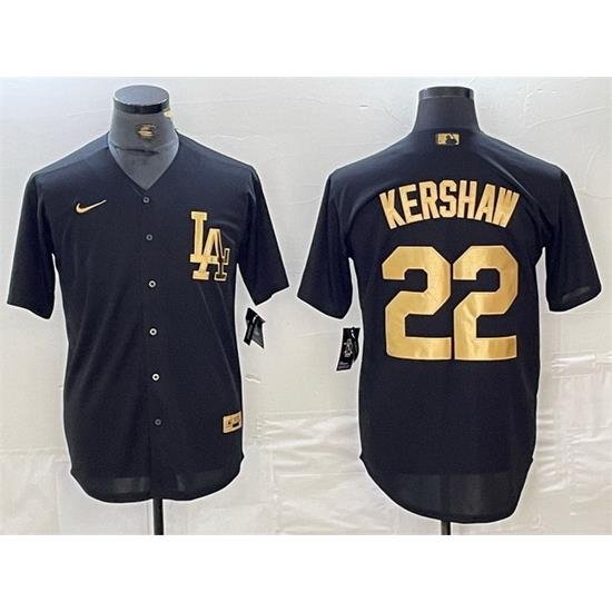 Men Los Angeles Dodgers 22 Clayton KershaW Black Cool Base Stitched Baseball Jersey