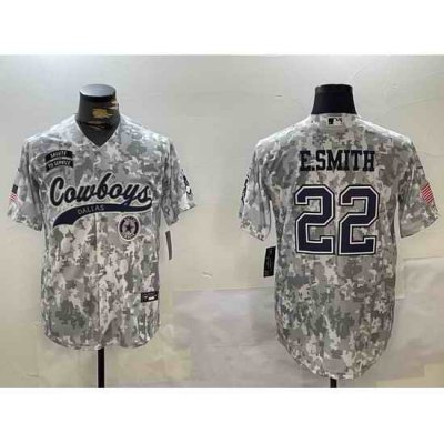 Men Dallas Cowboys 22 Emmitt Smith 2024 Arctic Camo Salute To Service Stitched Baseball Jersey 3