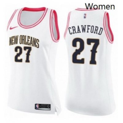 Womens Nike New Orleans Pelicans 27 Jordan Crawford Swingman WhitePink Fashion NBA Jersey