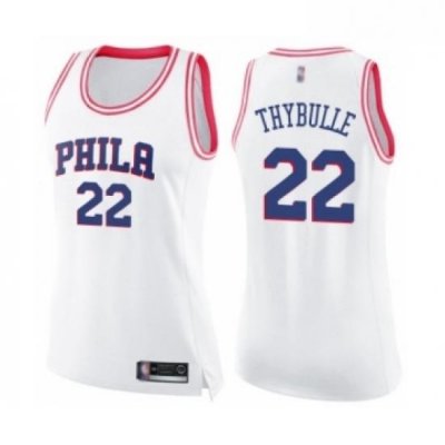 Womens Philadelphia 76ers 22 Mattise Thybulle Swingman White Pink Fashion Basketball Jersey