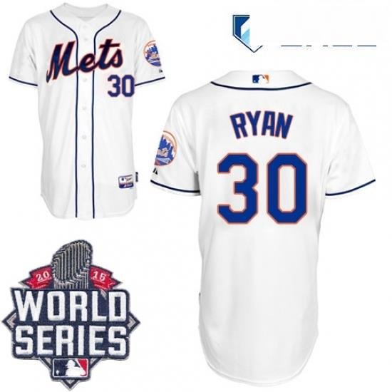 Mens Majestic NeW York Mets 30 Nolan Ryan Authentic White Alternate Cool Base 2015 World Series MLB Jersey