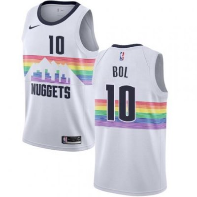 Men Nike Denver Nuggets 10 Bol Bol White NBA Swingman City Edition 2018 19 Jersey