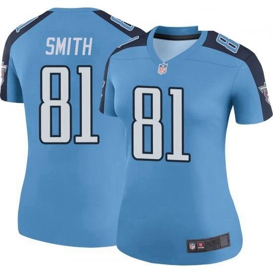 Women Tennessee Titans 81 Jonnu Smith Light Blue Rush Limited Jersey