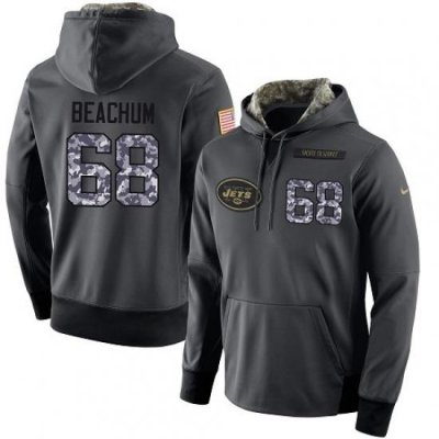 NFL Mens Nike New York Jets 68 Kelvin Beachum Elite Stitched Black Anthracite Salute to Service Player Performance Hoodie