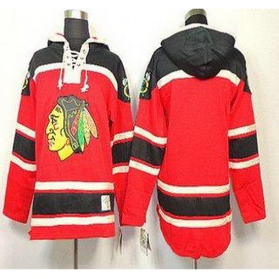 Chicago Blackhawks Blank Red Lace-Up NHL Jersey Hoodies