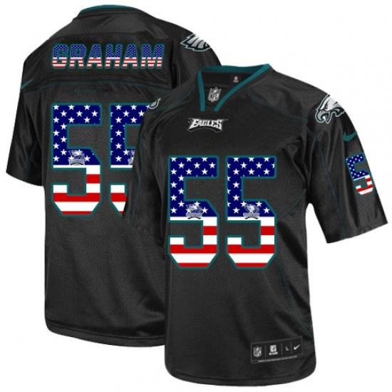 Nike Eagles #55 Brandon Graham Black Mens Stitched NFL Elite USA Flag Fashion Jersey