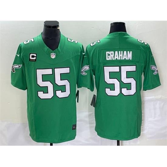 Men Philadelphia Eagles 55 Brandon Graham Green 2023 F U S E  With C Patch Vapor Untouchable Stitched Football Jersey