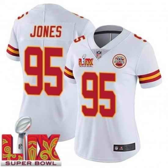 Women Kansas City Chiefs Chris Jones #95 White 2024 2025 Super Bowl LIX F U S E Stitched Jersey