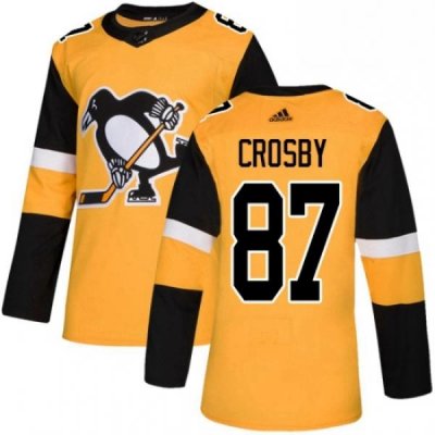 Mens Adidas Pittsburgh Penguins 87 Sidney Crosby Premier Gold Alternate NHL Jersey