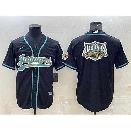 Men Jacksonville Jaguars Black Team Big Logo With Patch Cool Base Stitched Baseball Jersey