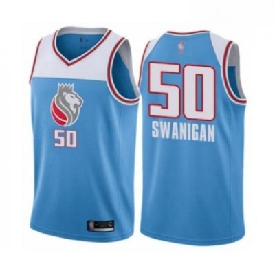 Womens Sacramento Kings 50 Caleb Swanigan Swingman Blue Basketball Jersey City Edition