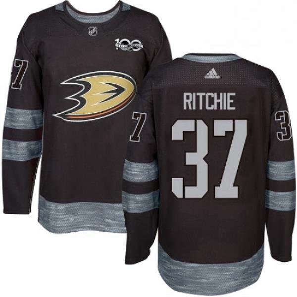 Mens Adidas Anaheim Ducks 37 Nick Ritchie Premier Black 1917 2017 100th Anniversary NHL Jersey