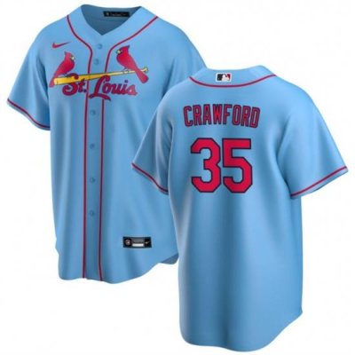 Men St  Louis Cardinals 35 Brandon CraWford Blue Cool Base Stitched Baseball Jersey