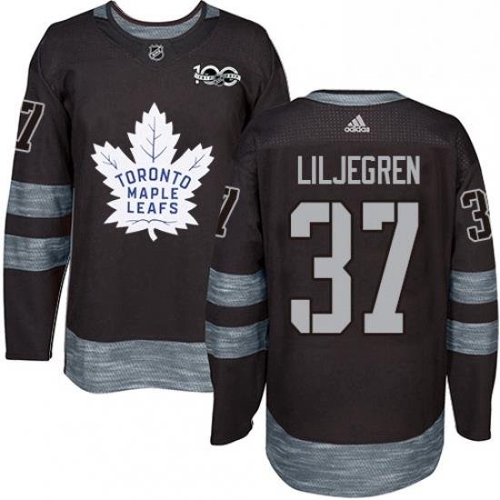 Mens Adidas Toronto Maple Leafs 37 Timothy Liljegren Authentic Black 1917 2017 100th Anniversary NHL Jersey